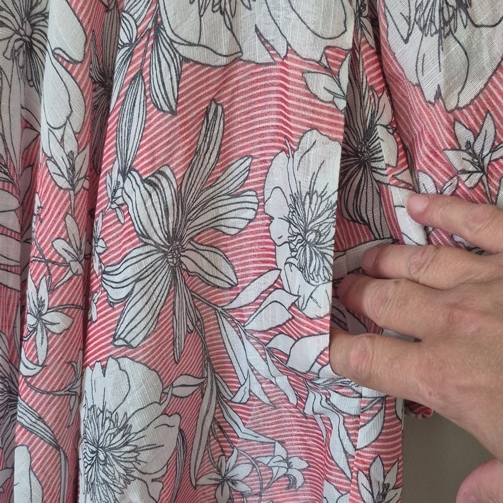 Katherine Barclay Red Striped and White Floral Long Sleeve Maxi Dress, Size XS - Picture 5 of 11